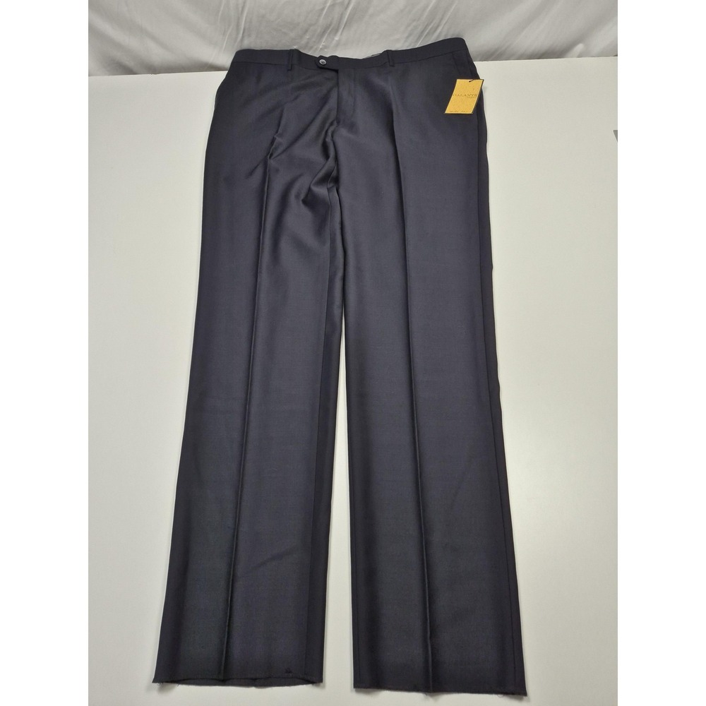 Galante Dress Pants Mens 44x36 Black Wool Flat Front Straight Italy Unhemmed NWT